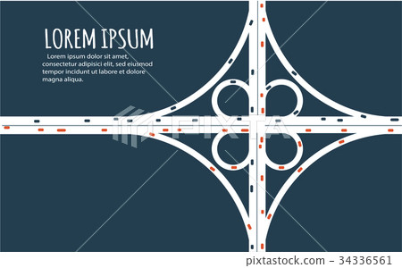 Busy highway road junction minimalistic banner. Busy highway road junction minimalistic banner. 34336561