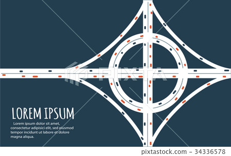 Busy highway road junction minimalistic banner. Busy highway road junction minimalistic banner. 34336578