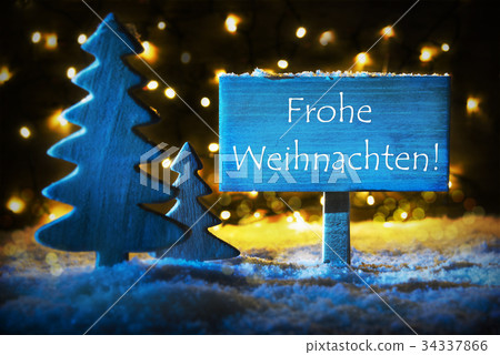 Blue Tree, Frohe Weihnachten Means Merry Christmas 34337866