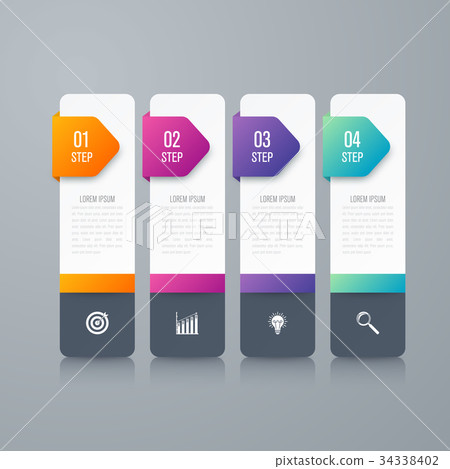 Business infographics template 4 steps with square - Stock Illustration ...