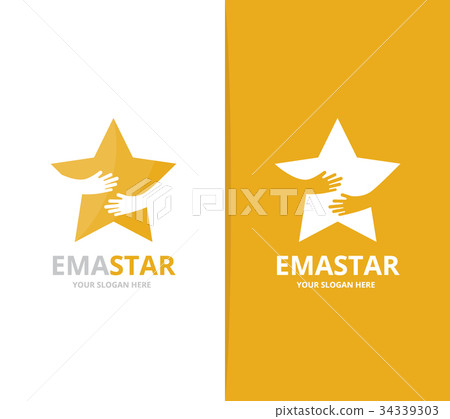Vector star and hands logo combination. Leader and Vector star and hands logo combination. Leader and 34339303