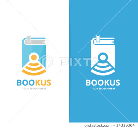 Vector book and wifi logo combination. Novel and Vector book and wifi logo combination. Novel and 34339304