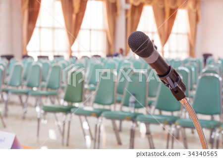 Microphone in Empty Meeting Announcement Room Microphone in Empty Meeting Announcement Room 34340565
