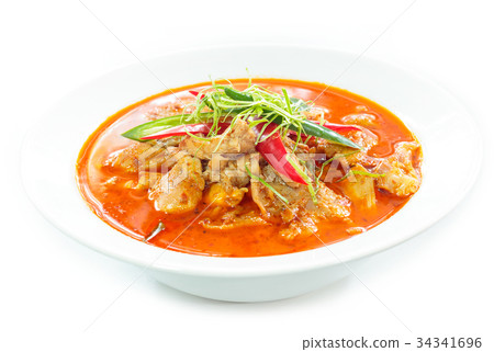 Thai food, Panaeng curry, red curry with chicken. 34341696
