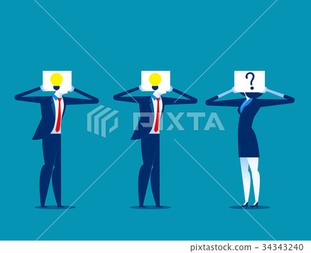 Business people with light bulb and partner. 34343240