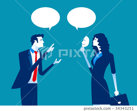 Business person holding a happy mask. Business person holding a happy mask. 34343251