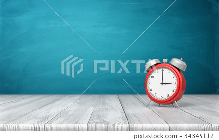 3d rendering of a red vintage alarm clock with 34345112