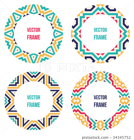 Photo Frame 4 Pattern Four round frames with abstract geometric patterns - Stock Illustration ...