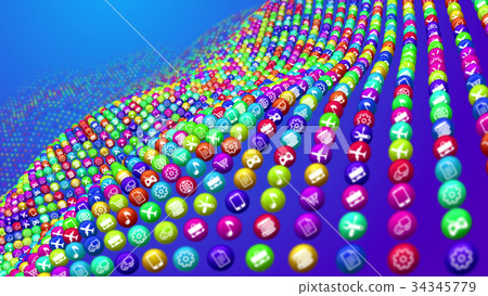 Socila media news balls in curly lines 34345779