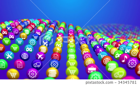 Socila media news balls in wavy lines 34345781