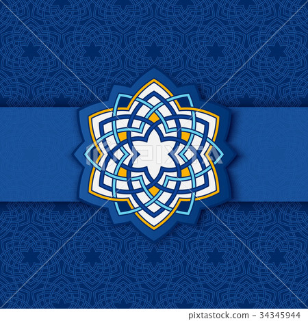 Greeting card with geometric lotus flower icon 34345944