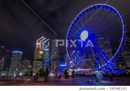 [Hong Kong Night View] Hong Kong Ferris Wheel 34346141