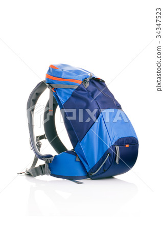 Side view of blue backpack isolated Side view of blue backpack isolated 34347523