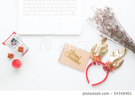 Creative flat lay of Christmas decorations Creative flat lay of Christmas decorations 34348461