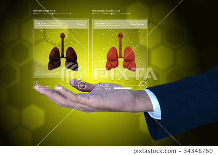 Young doctor showing lungs 34348760