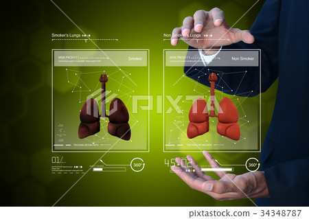 Young doctor showing lungs Young doctor showing lungs 34348787