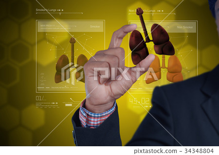 Young doctor showing lungs 34348804