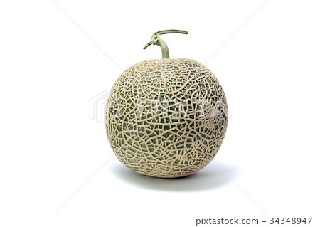 Single full melon on white background. 34348947