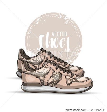 Fashion vector sketch womens shoes. 34349211