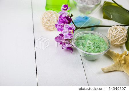 Spa treatments on wooden table Spa treatments on wooden table 34349807