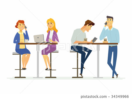 Collegues on a lunch break - modern cartoon people 34349966