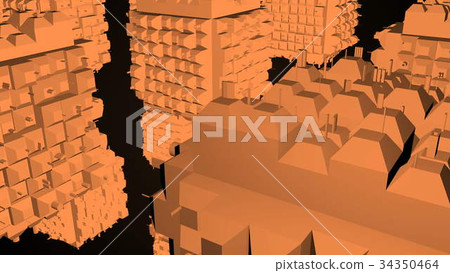 Abstract greeble cubes surface on black background Abstract greeble cubes surface on black background 34350464