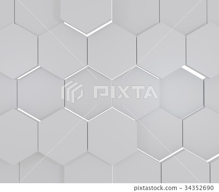 3D abstract gray geometric hexagonal background. 34352690