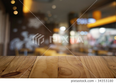 image of wooden table front of blurred background image of wooden table front of blurred background 34353180