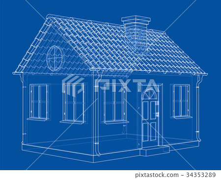 A small house with shingles roof. Vector 34353289