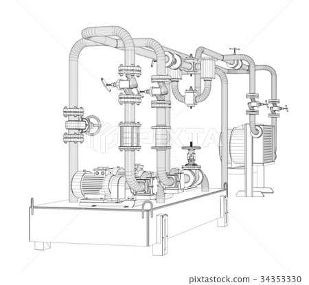 Wire-frame industrial equipment of oil pump Wire-frame industrial equipment of oil pump 34353330