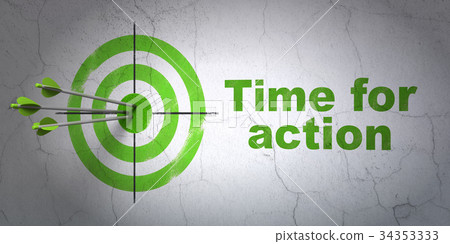 Time concept: target and Time for Action on wall 34353333