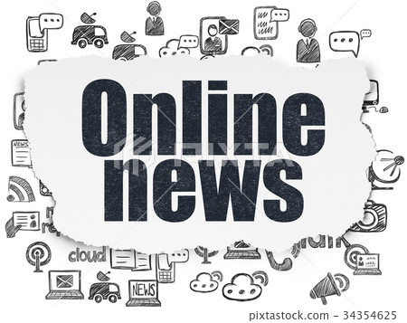 News concept: Online News on Torn Paper background 34354625