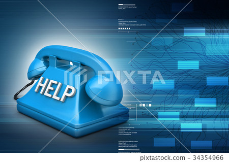 Old land phone with help lettering   34354966