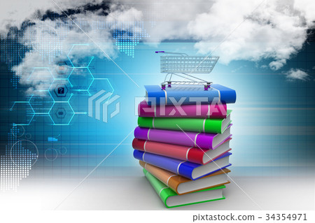 books and trolley in colour background books and trolley in colour background 34354971