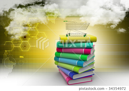 books and trolley in colour background books and trolley in colour background 34354972