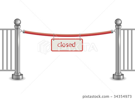 Metal barrier with red ribbon 34354973