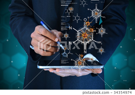 man showing research concept man showing research concept 34354974