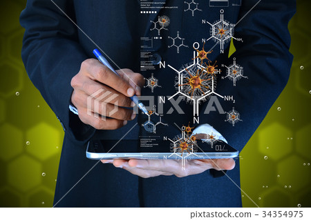 man showing research concept man showing research concept 34354975