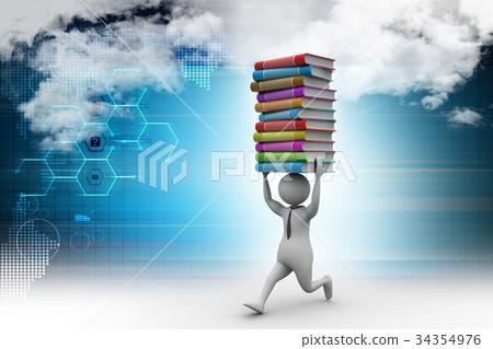 3d man carry books on head 3d man carry books on head 34354976