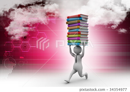 3d man carry books on head 3d man carry books on head 34354977