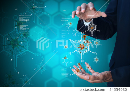 man showing research concept man showing research concept 34354980