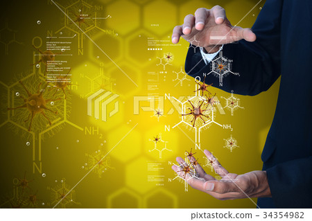 man showing research concept man showing research concept 34354982