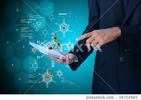 man showing research concept man showing research concept 34354985