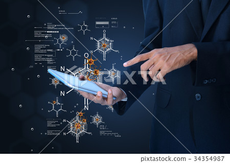 man showing research concept man showing research concept 34354987