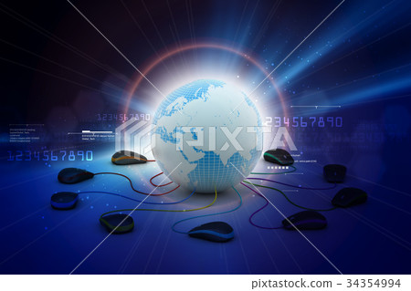 Globe connecting with computer mouse Globe connecting with computer mouse 34354994