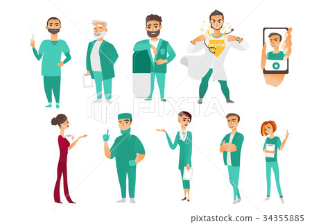 Set of doctors, therapists, nurses, medical staff 34355885