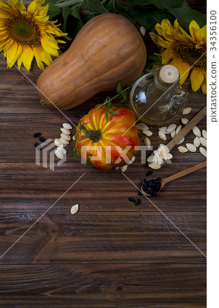Autumn still life with pumpkins, oil and Autumn still life with pumpkins, oil and 34356100