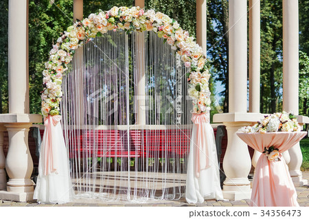 Wedding altar with flowers Wedding altar with flowers 34356473