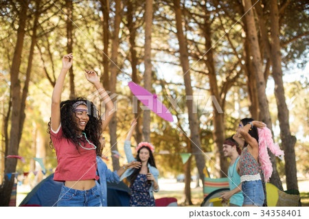 Happy young friends enjoying at countryside 34358401