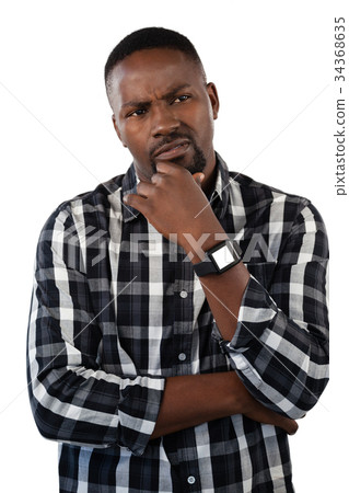 Man gesturing against white background Man gesturing against white background 34368635